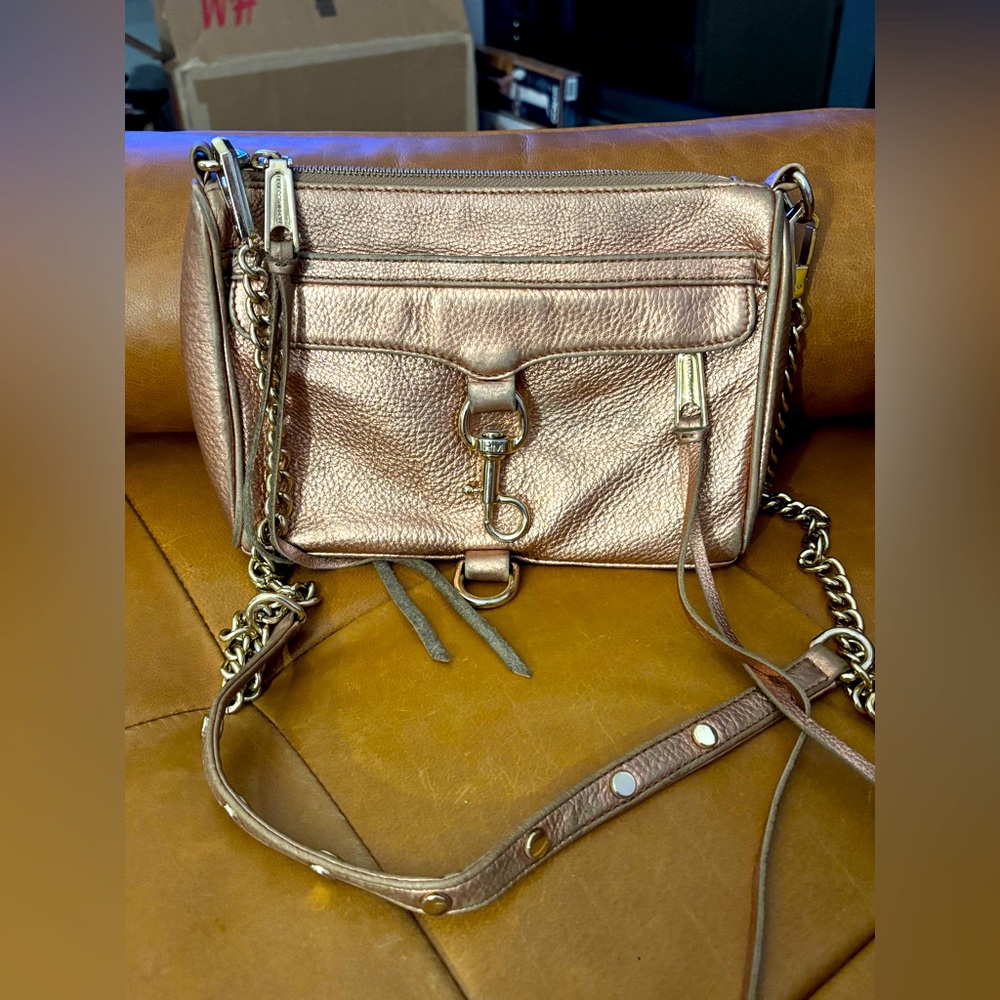 Rebecca Minkoff Mini M.A.C. Purse Metallic Rose Gold Women's Crossbody Bag